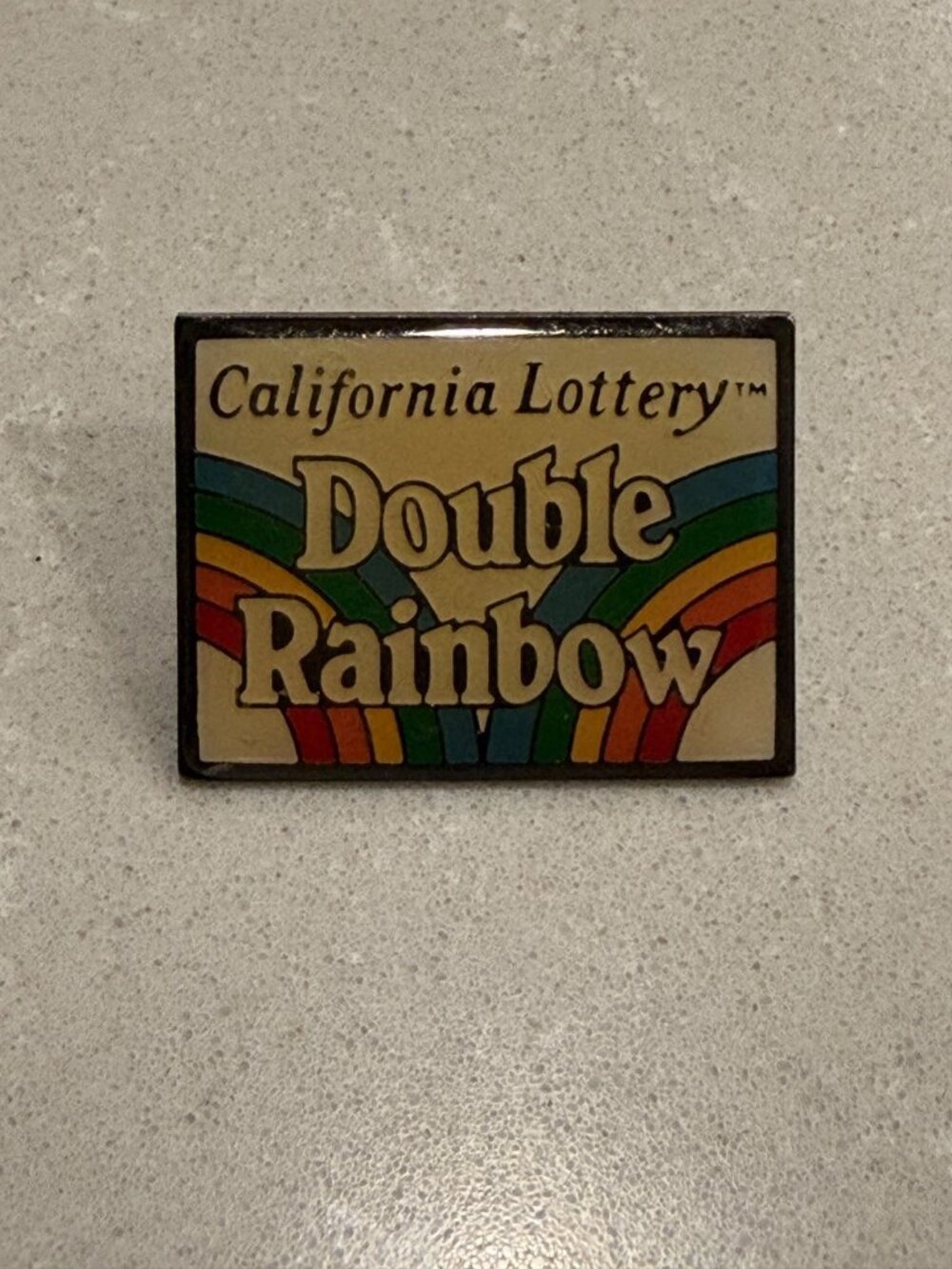 "Double Rainbow" California Lottery Lapel Pin Gold Color Pin, 1 x 0.75" Clean